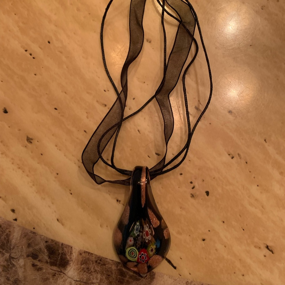 Opal shape glass Necklace